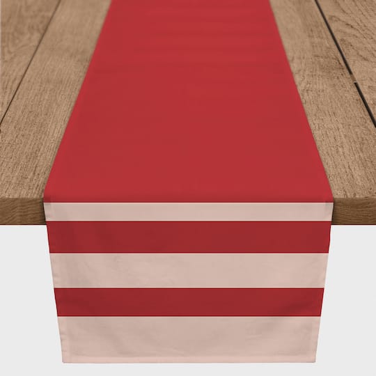 French Red Stripes Cotton Twill Runner